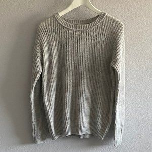 Forever21+ Light Gray Knit Crew-Neck Sweater